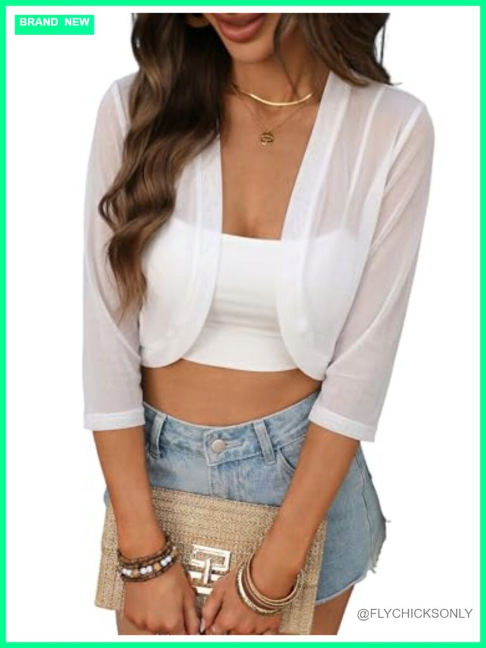 Women's 3/4 Sleeve Open Front Bolero Cardigan Shrug